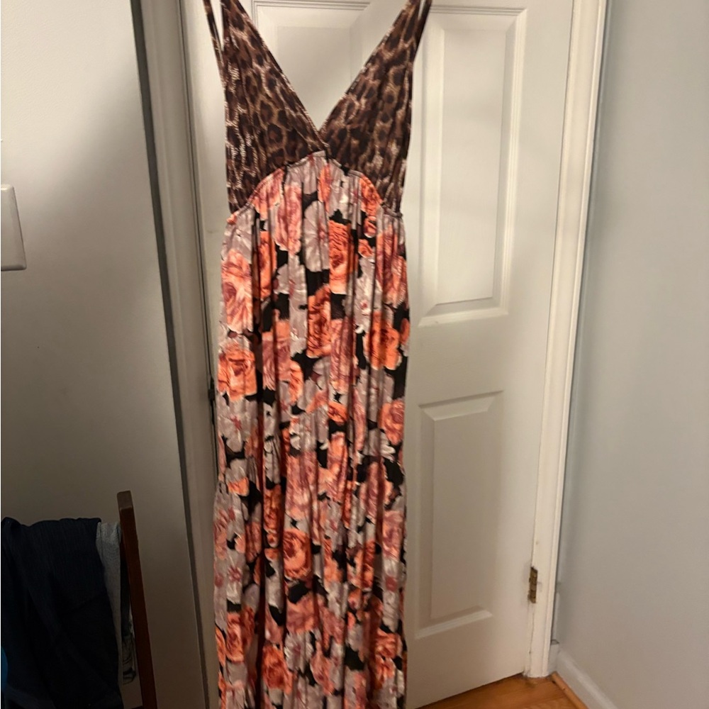 Free People Leopard and Floral Maxi Dress
